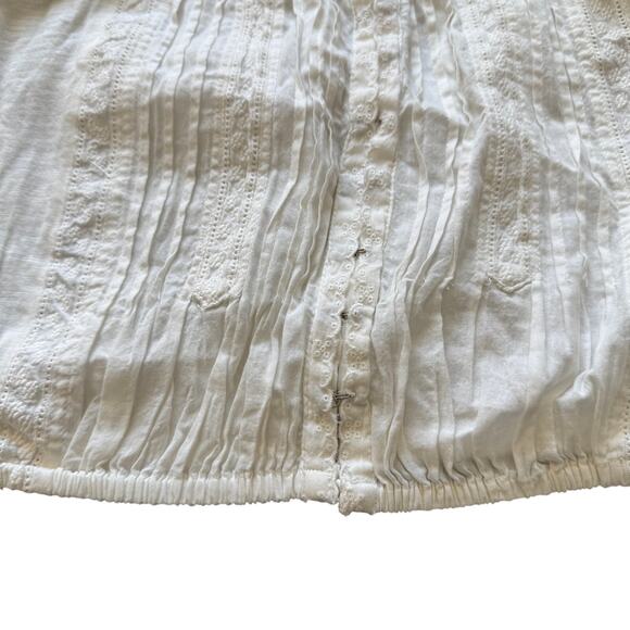 Lucky Brand Women's Mixed Media Pleated Bubble Tank Top White Size Small - Picture 5 of 13